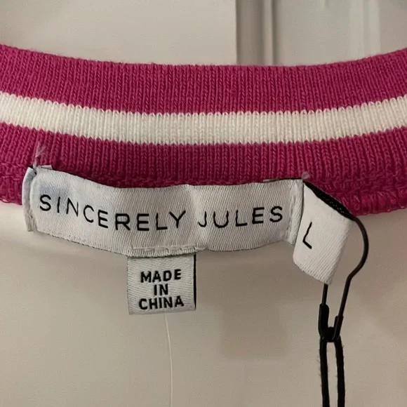 NWT sincerely jules white & pink trim v-neck active tennis golf dress size large - Picture 4 of 6